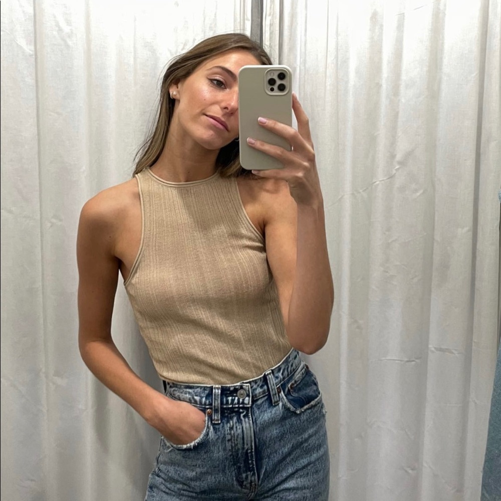 H&M High Neck Ribbed Tank Top
